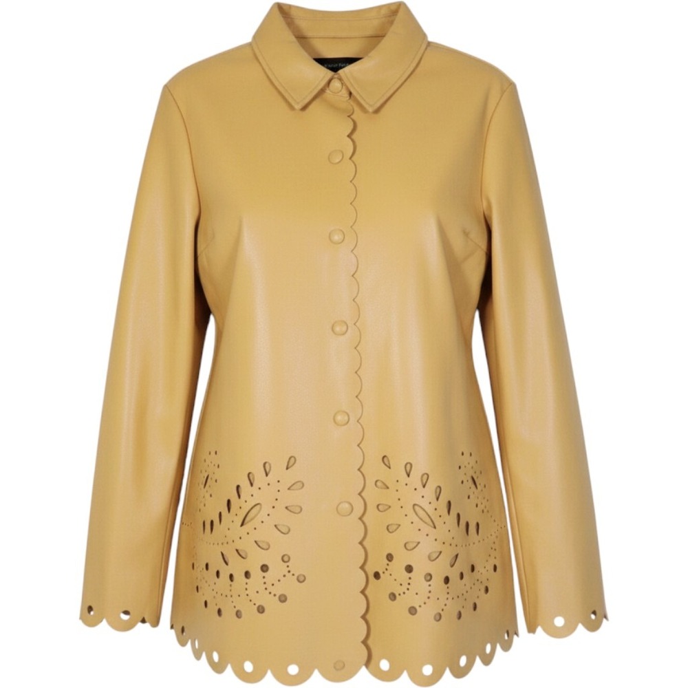 Marc‎ New York Women's Long Sleeve Raw Edge Faux Leather Jacket Gold Size S